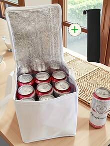 保溫保冷袋，鋁箔內襯－全天保持食物與飲品新鮮/冰涼－便攜式不織布拉鍊設計附手把，可折疊收納，適用於戶外露營、飲品與啤酒、午餐、野餐等，保溫保冷，搭配冰袋可延長保冷時間，食物 - 彩色 - 查看 1