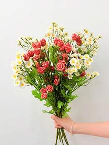 1/6pcs Realistic Rose Artificial Flowers Home Decor, Valentine's Day, Birthday, Graduation Gift - Coral Pink - View 4