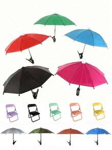 1/2pcs Mini Portable Sunshade Umbrella With Universal Clip Holder, Outdoor Sun Protection For Phones, Kindle, Navigation Devices, Anti-Glare Phone Screen Cover, Rain & Sun Proof, Essential For Travel - Multicolor - View 3