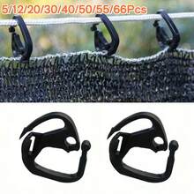 5/12/20/30/40/50/55/66Pcs Outdoor Gardening Shade Net Windproof Fixing Clips, Black Plastic C-Shaped Clamps, Greenhouse Sunshade Net Tarp Canvas Universal Installation Hooks, Anti-Detachment Quick Installation Accessories - Black - View 1