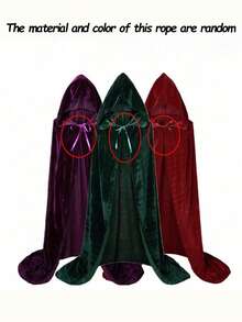 1件裝天鵝絨連帽披風，適用於各種節日 Cosplay、派對表演道具、舞會及其他場合 - 彩色 - 查看 5