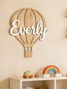 1pc Customized Name Balloon Wall Hanging - Laser Engraved Wooden Wall Decor, Includes Customized Balloon Font, Suitable For Bedroom And Travel Theme Decoration | Can Be Hung On Wall, Modern Style, Suitable For Birthday, Holiday Decoration, 3 Colors Available - Multicolor - View 1