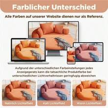 Flieks Multifunctional Freestanding Folding Sofa Bed (Boneless Couch) – Oval Bed With Cushions, Modular Sofa, Corduroy Fabric Cover (173 X 176 Cm), Suitable For Apartments, Living Rooms, Bedrooms - 橘色 - 查看 6