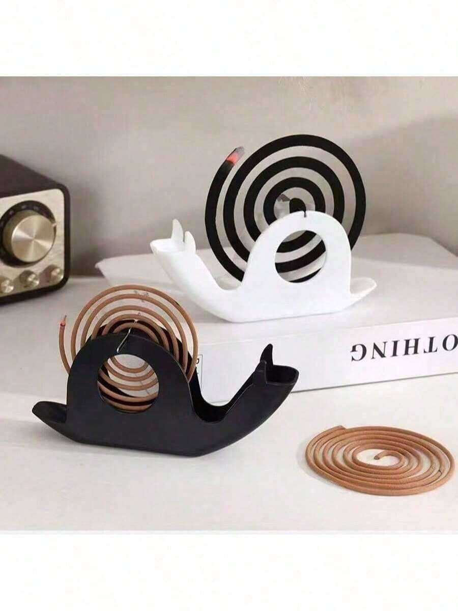 2026 Incense Holder, Snail Shape, ABS Plastic, Home Decor, Mosquito Repellent, Spring/Easter - 黑白 - 查看 1