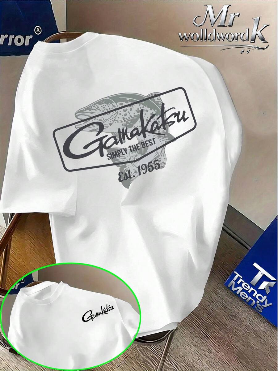 Gamakatsu Trout Silhouette T-Shirt - Essential For Everyday Wear And Fishing! Short-Sleeve Crew Neck Top, Casual Loose Knit T-Shirt, Ideal For Daily Wear And Sportswear - 白色 - 查看 1