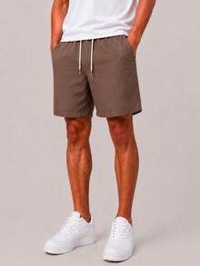 Kit 3 Premium Linen Shorts Bermuda Mauricinho Men's Casual Basic Comfortable Drawstring Waist - Óxido marrón - Ver 2