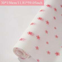 1 Roll Cherry Blossom Pattern Thickened Kitchen Cabinet Shelf Liner, Non-Adhesive Drawer Liner, Non-Slip Cabinet Mat, Washable EVA Refrigerator Mat, Easy To Cut Refrigerator Mat - Cherry Blossom Pattern - View 5