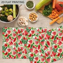 Serviettes de cuisine imprimées de fruits, serviettes de table décoratives résistantes aux plis, impression plate 2D. Super absorbantes, lavables en machine, idéales pour le nettoyage de la cuisine, la décoration quotidienne de la maison & option de cadeau. - Multicolore - Voir 3