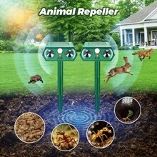 2/1-Piece Solar-Powered Outdoor Animal Repeller, Solar-Powered, Cat Repeller, Deer Repeller, Ultrasonic Device For Repelling Squirrels, Raccoons, Skunks, Dogs And Birds, Suitable For Gardens And Yards - 綠色-大功率35-50HZ - 查看 14