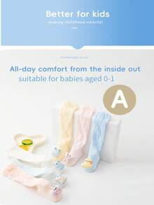 2 Pairs Baby Long Socks, 0-1 Year Old, Breathable Mesh, Cartoon Animal Pattern, Summer - Multicolor - View 4