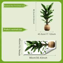 1件大尺寸綠色植物盆栽牆貼，自黏式極簡裝飾貼紙，適用客廳、玄關、走廊牆面 - 多色 - 查看 4