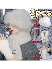 1/3pcs Winter Warm Accessories Set, Suitable For Women, Includes Gloves, Scarf And Hat, Perfect For Cold Weather And Outdoor Activities - Multicolor - View 4