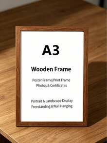 1/3pcs Brown Wooden Photo Frame A4/A3 Vintage Wooden Photo Frame, Rectangular Smooth Polished Wooden Decorative Photo Frame, Suitable For Home/Bedroom/Living Room/Desktop Can Be Placed Or Hung On Wall Decoration Photo Frame - Wooden Photo Frame - View 8