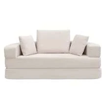 Flieks Multifunctional Freestanding Folding Sofa Bed (Boneless Couch) – Oval Bed With Cushions, Modular Sofa, Corduroy Fabric Cover (173 X 176 Cm), Suitable For Apartments, Living Rooms, Bedrooms - 米色 - 查看 9