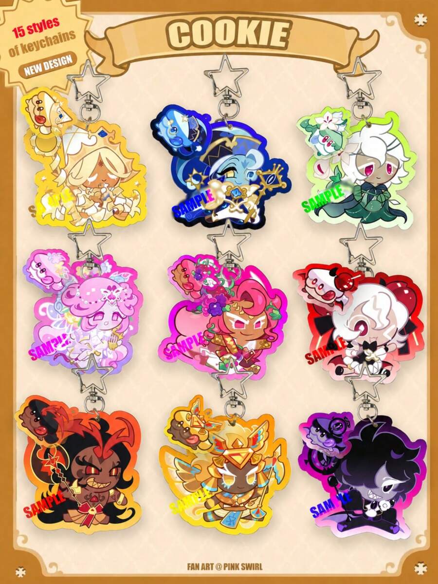 Cartoon Character Acrylic Keychain, COOKIE RUN, COOKIE KINGDOM, Anime Pattern, Car Keychain, Key Ring, Bag Pendant, Special Gift For Friends - Multicolor - View 1