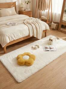 1 pieza Alfombra decorativa de piel de conejo sintética color crema blanco, tacto esponjoso y suave, adecuada para sala de estar, dormitorio, estudio, entrada, comedor, decoración de lavandería, material suave y amigable con la piel, hogar personalizado, hogar de moda, alfombra de dormitorio, alfombra de cocina, alfombra de estudio, alfombra de sala de estar, alfombra de baño, para todas las estaciones - Blanco Crema - Ver 3