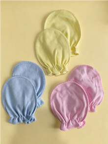 6 Pairs Pairs Solid Color Newborn Baby Mittens,Solid Color All Season Anti-Scratch Infant Accessories, Scratch-Proof, Soft And Comfortable - Multicolor - View 4