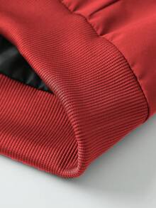 Men's Red & White Raglan Colorblock F1 Racing Style Stand Collar Jacket, Racing Flag Number & Letter Print Zip-Up Loose Street Sports Outerwear - Red - View 6