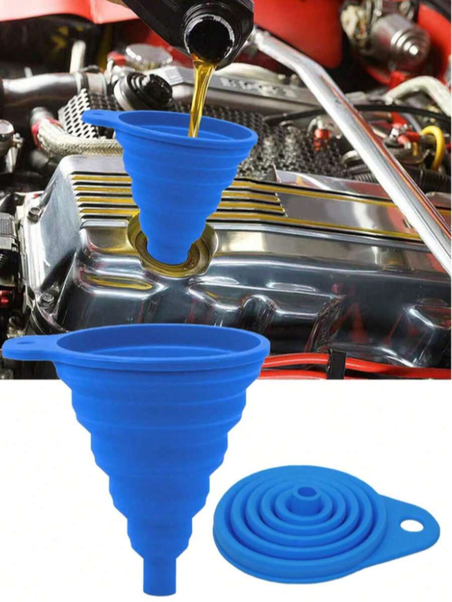 Engine Funnel, Universal Silicone Liquid Funnel For Cars, Cleaning Fluid Replacement, Foldable Portable Car Engine Oil And Gasoline Replacement Funnel - A - View 1