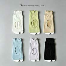 1/3/4/6 Pairs Women's Ankle Split Toe Ruffle Non-Slip Pilates Yoga Grip Socks, Ruffle Sweat-Absorbent Breathable Hollow Design, Summer Ballet Socks - Multicolor - View 16