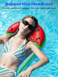 Fruit Design Inflatable Mesh Pool Floating Hammock, Watermelon Pineapple Lime Strawberry Orange Theme Water Lounge Chair, Durable PVC Float, Suitable For Beach Pool Vacation - 彩色 - 查看 5