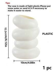 1/25 pièces Vase en plastique blanc élégant en spirale, style nordique, convient pour la décoration du salon, de la chambre et de la cuisine, vase de décoration moderne pour la maison - Blanc 2 - Voir 3