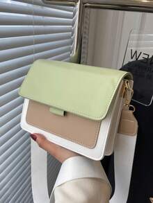 Fashionable Minimalist Versatile Colorblock Layered Shoulder Bag With Chain Strap, Suitable For Young Girls, Shopping, Dating, Evening Parties, Daily Wear And Commuting, Multi-Functional Shoulder And Crossbody Bag - Multicolor - View 12