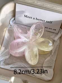 2件/1件 女款 8.2cm/3.23in 漸層綠與漸層粉花朵造型輕量塑膠髮夾，時尚百搭高級優雅極簡純色髮夾，適合日常配戴、休閒、派對、通勤、海灘、度假、馬尾、盤髮、洗臉、沐浴、化妝、穿搭，髮飾 - 彩色 - 查看 2