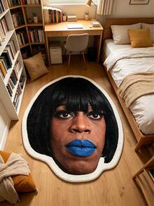 1pc Abstract Short Hair Human Head Pattern Shaped Rug, Quirky & Funny, Halloween Theme, Decorative Rug, Bedroom Decor, Small Rug, Rug, Home Decor, Living Room Rug, Living Room Small Rug, Bedroom Rug, Living Room Home Decor, Outdoor Rug, Washable Rug - Multicolor - View 6