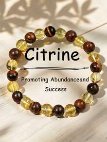 YAUKIA Fashion Natural Tiger'S Eye Luck Bracelet , Citrine Beaded Bracelet Confidence , Courage And Wealth Symbolize Gifts , Yoga Meditation Jewelry - Multicolor - View 1