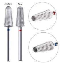5 en 1 Broca de carburo de tungsteno para uñas con rotación dual Volcán/Tornado Cortadores de fresado para eliminación rápida de acrílico y gel duro Herramientas de manicura - Plateado - Ver 1