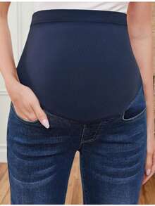 CC-Maternidad Jeans de pierna amplia de cintura ancha_5 - Azul - Ver 4