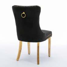 Set Of 2 65 Cm Dining Chairs In Velvet For Kitchen And Dining Room - Black - View 5
