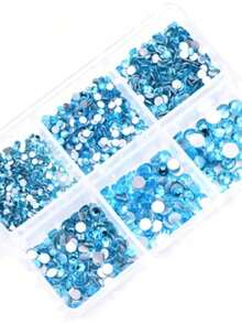 Nueva caja de cristales de diamantes de colores con base plana de varios tamaños para decoración 3D de arte de uñas, strass - Rosa Pálido - Ver 6