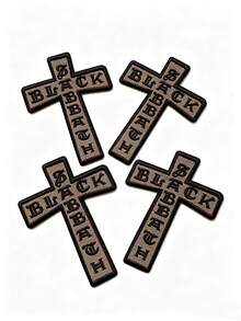 1pc/2pcs/3pcs/4pcs Black Cross Patch Rock Legend Embroidered Iron On - Multicolor - View 8