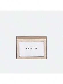 Coach Ultra-Thin ID Card Holder Credit Card Wallet With ID Window Front Pocket Mini Coin Purse For Women - Sand Taupe - View 2