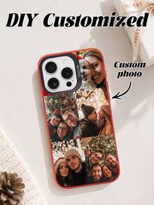 1pc Customized Photo Puzzle Phone Case, Compatible With IPhone 16 Pro Max/16 Plus/16 Pro/17 Pro Max/17 Pro/17/17 Air, Wedding Customized Image, Gift For Couples, Friends, Family, Graduation - Red - View 3