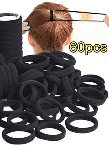 50/100/200 Pcs/Set Fashionable Minimalist Black Basic 4cm/1.57 Inch Solid Color Elastic Hair Bands, Hair Accessories - Multicolor - View 27