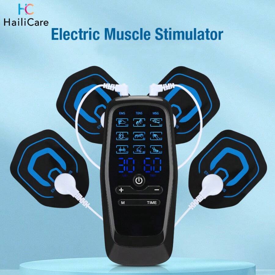 Hailicare 家用按摩儀,9種模式30段強度,雙脈衝雙輸出,便攜式按摩器,疏通經絡並緩解疲勞 - 黑色 - 查看 1