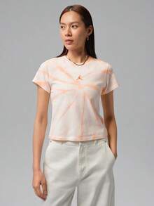 Jordan Women's AS W J BRK SS SHGF GFX TEE AOP Short Sleeve Knit Collarless T-Shirt TIR0775-133 - Orange - View 1