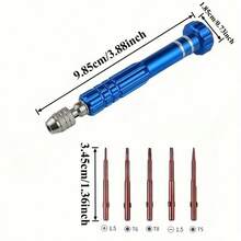 4/2/1sets Precision Screwdriver Set (Includes 5 Screwdriver Bits + 1 Handle, Random Color), Contains 5 Different Sizes Of Screwdriver Bits. Made Of Metal Structure, Compact Design, Suitable For Repairing Glasses, Phones, Watches And Other Devices 5-In-1 Aluminum Alloy Multi-Function Screwdriver S2 Bit Dedicated Phone Repair Disassembly Tool Set - A - View 7