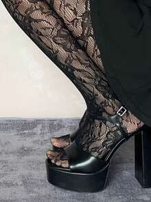 1 Pair Floral Lace Fishnet Breathable Socks, Sexy Cute Elegant, Suitable For Date Night, Daily Wear, Spring/Autumn - Multicolor - View 5