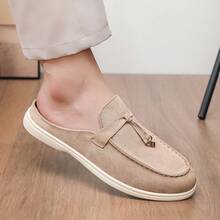 Men's Casual Shoes Suede Loafers Classic British Style Lightweight Soft Flat Shoes - Beige - View 7