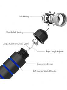 Powcan Adjustable Jump Ropes,Skipping Rope Tangle-Free Rapid Speed With Ball Bearings For Women Men Kids,Exercise & Slim Body Jumprope At Home School Gym - Black and Blue - View 3