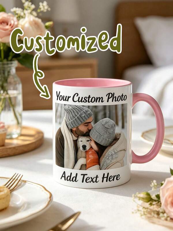 Personalized Mug, Personalized Pattern Coffee Cup, Custom Photo And Text, Personalized Anniversary Photo Mug, Camping Cup, Suitable For Her, Friends, Son, Daughter, Students, Employees, School, Home, Office. Teacher's Day Gift, Wedding Bridesmaid Gift, Groom And Bride Mug, Housewarming Gift, Anniversary Gift, Graduation Gift