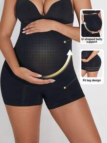 1 chiếc quần lót ngắn co giãn nâng đỡ bụng bầu, ngăn ngừa hăm đùi - màu đen - Xem 5