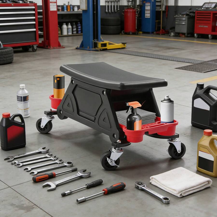 YUNRUX Workshop Stool 150 Kg, Workshop Rolling Seat, Mobile Work Stool With Wheels - A - View 1
