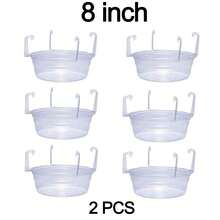 2/6pcs Transparent Round Plastic Hanging Baskets With Drip Tray, 6/8/10/12 Inch Hanging Plant Trays With Built-In Hooks And Water Catching Pans, Space-Saving Design For Indoor/Outdoor Home, Office, Cafe, Balcony - Hanging Flower Pot Tray - View 21