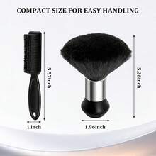 An 8-Piece Professional Hair Stylist Tool Set, Including A Comb Set And A Neck Dust Remover, Suitable For Hair Cutting, Cleaning, And Salon Use - Black - View 2