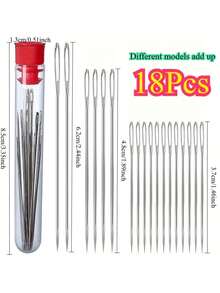 18pcs Self-Threading Needles + 1pc Storage Box - Easy Threading Side Opening, Multiple Sizes, Suitable For Hand Sewing And Patching, Durable Metal Finish, Suitable For Beginners And Experts, Sewing Accessories - Upgraded Version - View 7
